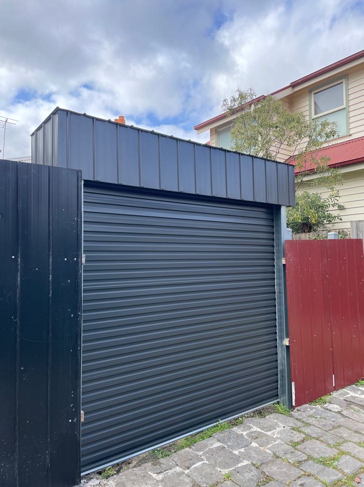 Gliderol Roller Door, Colorbond Monument with Canopy